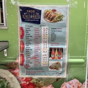 a menu for a mexican food truck