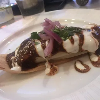 Tamal De Pollo Con Mole Poblano