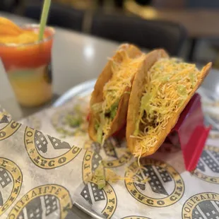 22. Brisket Taco sub crunchy Giant Taco shell &amp; rainbow margarita