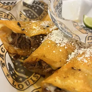 Quesa-Birrias Taco ... this was a mess (soggy taco shells) and heavily seasoned. Going to pass on these next time.
