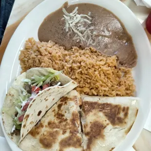 Quesadilla and a taco