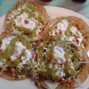 Tinga tostadas and molida tostadas