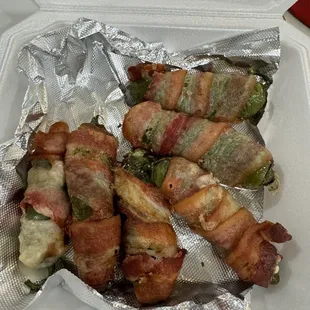 Bacon wrapped with only cheese and Bacon Wrapped with beef