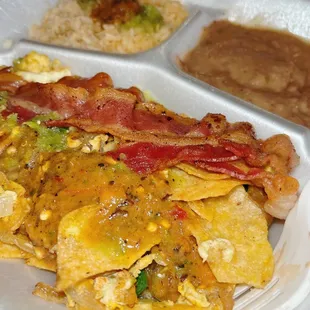 Migas Plate with bacon and grilles onions