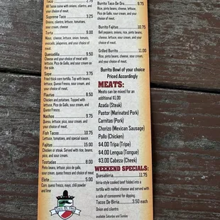 menu