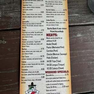 menu