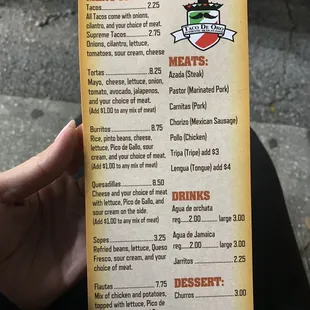 Menu as of January 28, 2022