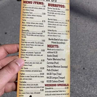 menu