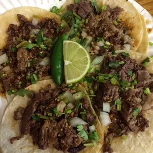 Cabeza and Asada tacos. Legit!