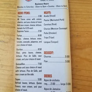 menu