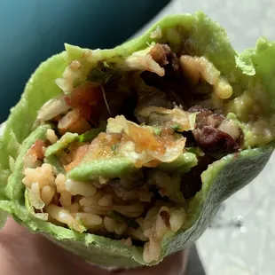 Vegan Burrito on Spinach Tortilla