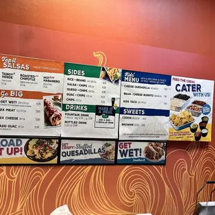 a menu on the wall