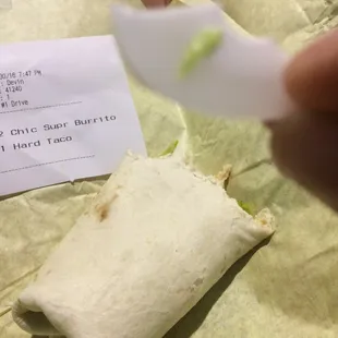 GUYS. Plastic in my burrito.