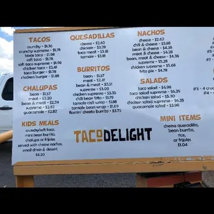 Drive thru menu