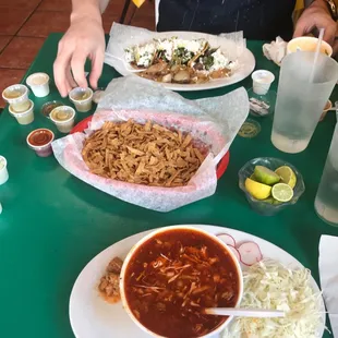 Pozole and tacos.