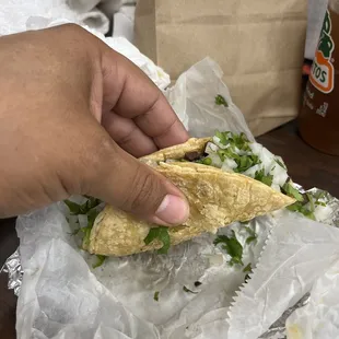 Steak Taquito, mind you I do not have giant hands