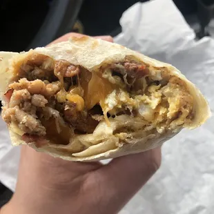 Inside Super Breakfast Burrito