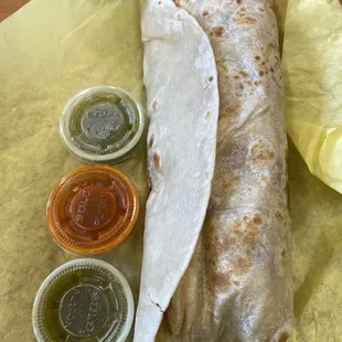 Bacon, Cheese, Potatoes and Eggs Burrito