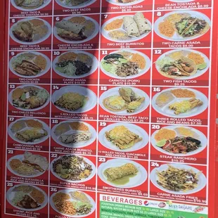 Menu as of March 2022