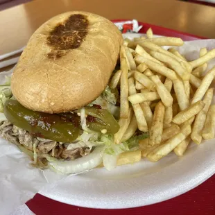 a chicken sandwich and french fries