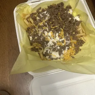Carne Asada Fries with guacamole on the side