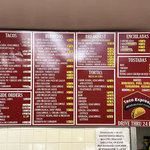 Updated menu