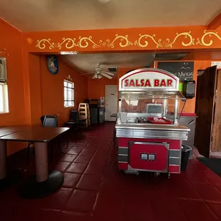 the inside of a taco bar