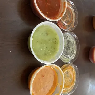 Salsas from least to most favorite, although all were good!