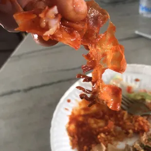 I cleaned shrimp with shell and legs still attached.