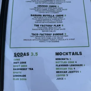 Dessert Menu