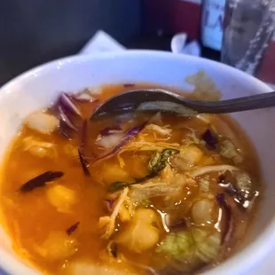 Pozole (Mexican chicken soup)