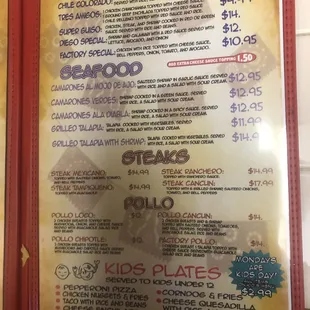 menu