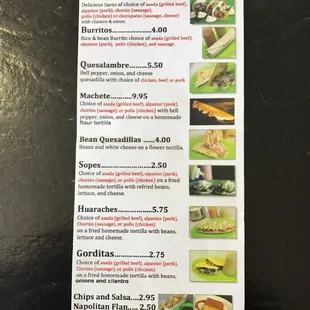 a menu for a mexican restaurant