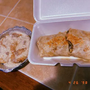 Biscuits &amp; gravy /  Burrito Carnita&apos;s Chili Verde Breakfast