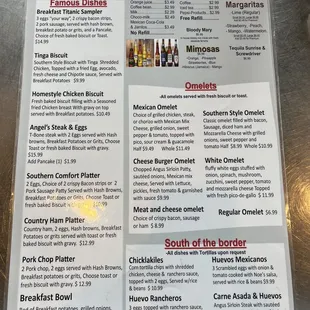 Breakfast menu