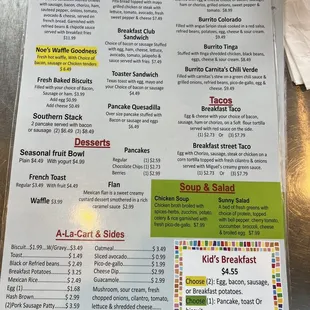 Breakfast menu