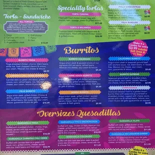 Lunch menu