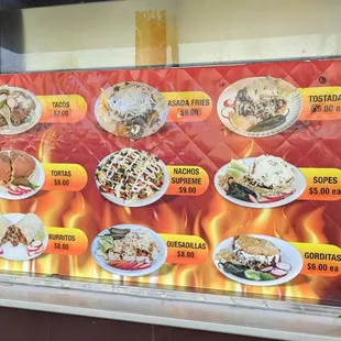 a menu of taco feliz