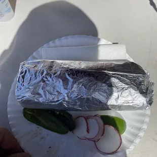 Almost as big as the plate.