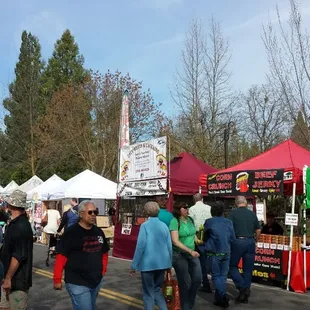a large group of people walking down the street