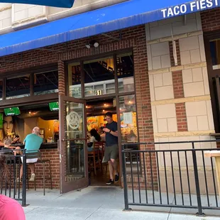 the entrance to the restaurant