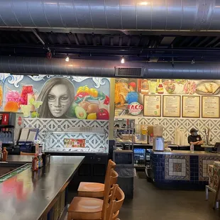 the interior of a mexican restaurant