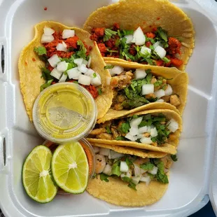 Al Pastor, Chicken, and Shrimp. All ranged from "Very Good" to "OUTSTANDING".