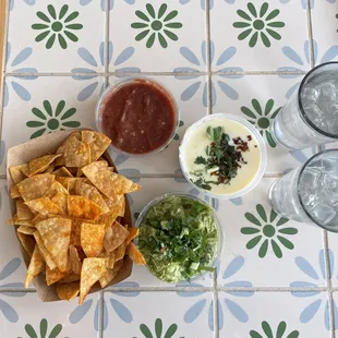 Pick 3...Salsa, Queso, Guac and Chips