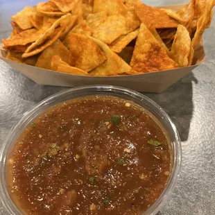 Salsa Roja 8 oz and house-made chips