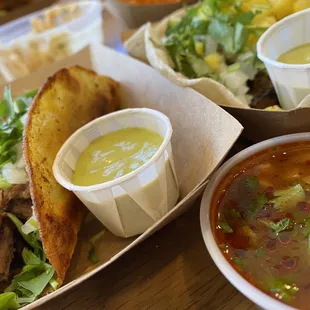 Birria taco (left) and al pastor (right)  Tasty but greasy AF