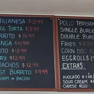 Menu as of Jan 2025