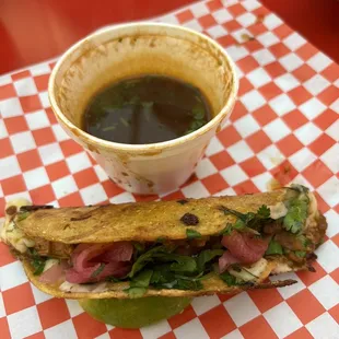 Quesabirria with birria dipping sauce (extra charges)