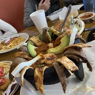 a large platter of food on a table
