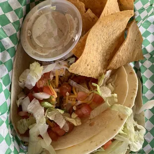 Taco combo, chicken, soft shell, medium salsa